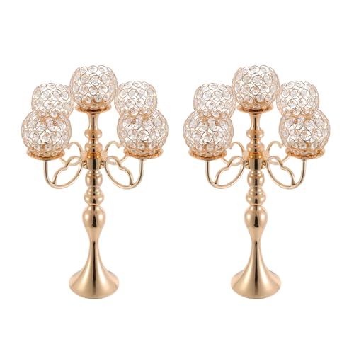 MhdunueSK 2 Pack 5 Arm Crystal Candelabra Centerpieces,21.5