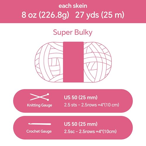 BALAPET Chunky Yarn for Hand Knitting, Super Soft Thick Plush Yarn for Blanket and Knit DIY, Fluffy Bulky Jumbo Yarn, Beginner Friendly, Machine Washable, 8 Skeins (8 oz / 27 Yards) by BALAPET - Image 2