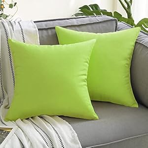 VAKADO Outdoor Waterproof Throw Pillow Covers 18X18 Set of 2 Decorative Green Patio Furniture Summer Cushion Cases Outside Decor for Couch Garden Bench Porch VAKADO Outdoor Waterproof Throw Pillow Covers 18X18 Set of 2 Decorative Green Patio Furniture Summer Cushion Cases Outside Decor for Couch Garden Bench Porch