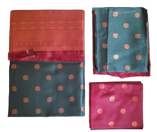 Image of ZITON ARICO MART Women's Indian Traditional Kanjivaram Silk Pure Weaving Lehenga Choli Along With Dupatta And Blouse Piece, Half Saree (Unstitched)
