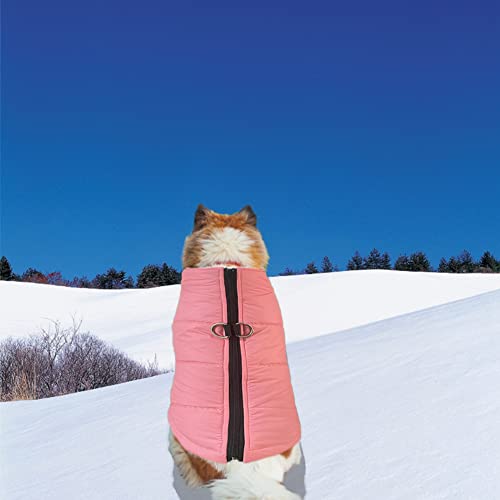 FEimaX Hundejacke Hundemantel wasserdichte Hunde Winter Warm Mantel für Kleine Mittlere Große Hunde Regenmantel Welpen Gepolstert Puffer Weste Haustier Kleidung Rosa Kirschblüte