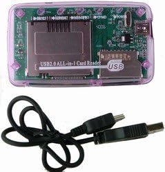 [3 Pack] eTECH Collection USB 2.0 All-in-1 Memory Card Reader/Writer - Support SD/SDHC NOT Support SDXC / Compact Flash/xD/Memory Stick/Memory Stick Pro Duo/xD Picture Card - Purple