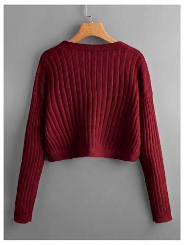 Image of SweatyRocks Women's Long Sleeve Button Front V Neck Soft Cardigan Sweaters