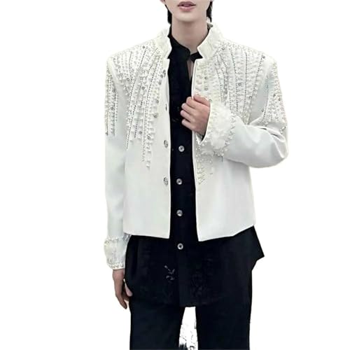 Veste printemps homme avec strass et perles haut de scène clubbing