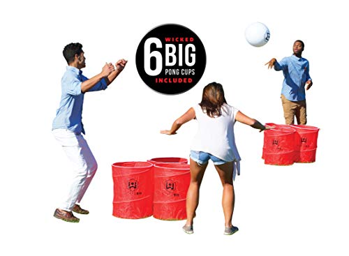 Wicked Big Sports Supersized Pong Outdoor/Indoor Sport Tailgate Games, 6 Cups