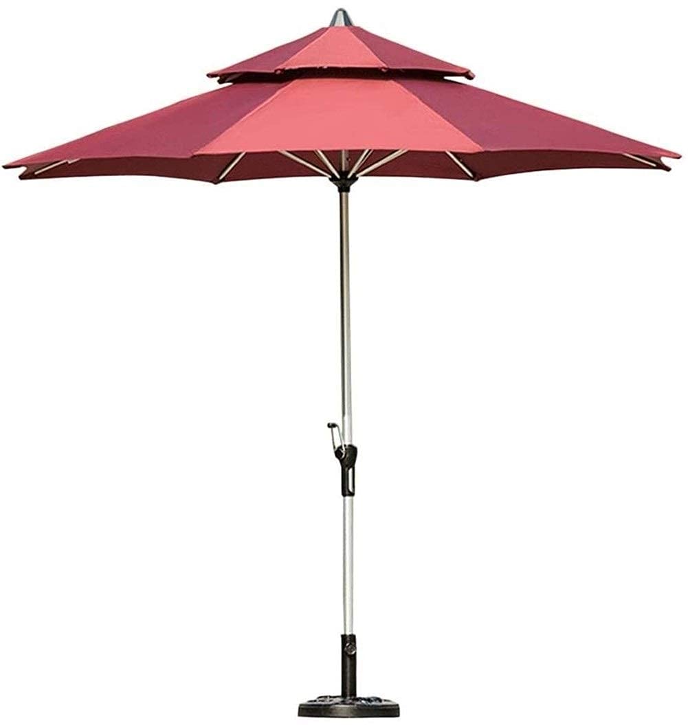 WDSOPK Parasols Outdoor Market with Base, Large Portable Offset Patio Umbrella for Poolside, Deck, Garden, Backyard, Pool(Wine Red-A)