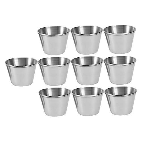 Cabilock 10pcs Sauce Cups Lids Stainless Steel Sauce Containers Dish for Daily Use