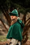 Leonardo Carbone® Męskie nakrycie głowy Robin Hood-Hut | asymetryczna krawędź | styl średniowieczny | karnawał, Halloween, Cosplay, LARP, kapelusz, czapka, akcesoria, wełna zielona, rozmiar