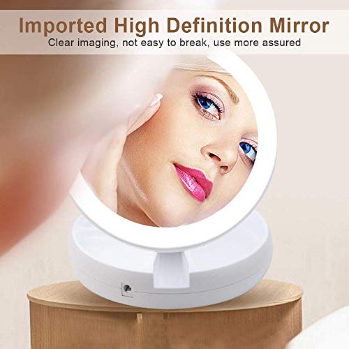 CLTech Lighted Folding Makeup Mirror Finishing Touch Flawless Folding Mirror with 21 LED Lights 1X 10X Magnification Double Sided Foldable Tabletop Multi-Angle Rotation for Home Travel
