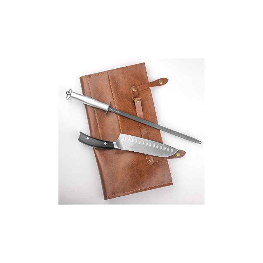 ELephas-PLus-Honing-Steel12-Inch-Knife-SharpenerChefs-Choice-Knife-SharpenerAll-Metal-Sharpening-Rod-Silver ELephas PLus 12 Inch Silvery Durable Metal Handles Honing Steel,12 Inch High-Carbon Steel Magnetized High Hardness Sharpening Rod Knife Sharpener Steel for Kitchen Knives