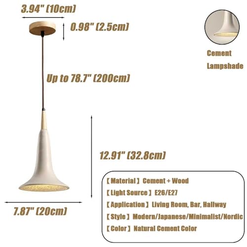 Lámpara colgante de cemento gris con cable ajustable y base E27 4