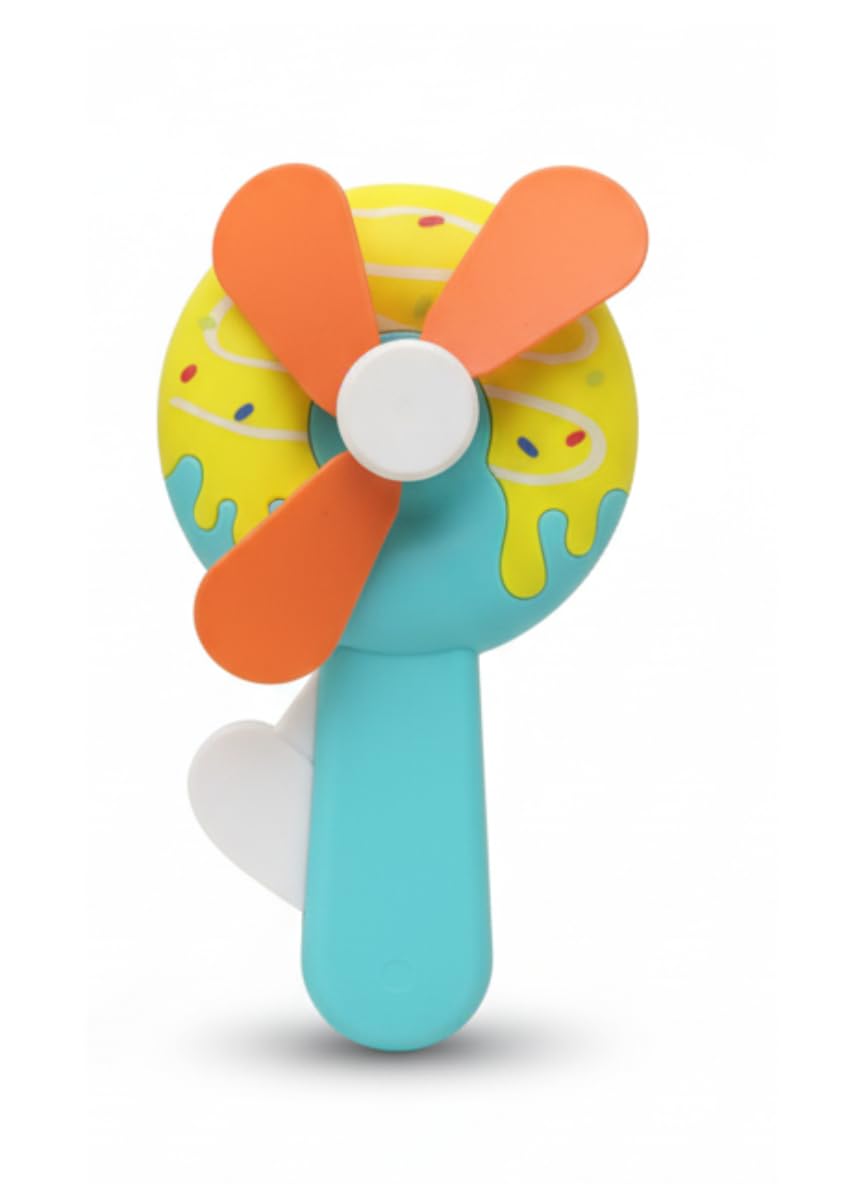 mamadreams Donut-Shaped Toy Fan for Kids | Handheld Mini Fan for Toddlers with Soft Flexible Blades | Portable Child-Safe Stroller Toy | Cute Summer Cooling Toy | Travel Fan & Birthday Gift (Blue)-image-6