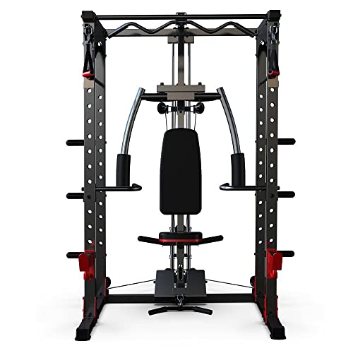 Multi Estação De Musculação Crossover Preta E Vermelha