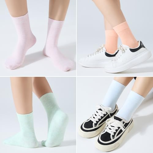 Image of ATBITER Women's Thin Cotton Crew Socks - Soft Above Ankle Bootie Casual Dress Socks 6-Pairs