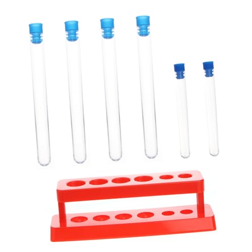 QUMIIRITY 試験管ラック 透明製 耐熱プラスチック試験管 キャップ付き 収納便利 小学生理科実験用 研究開発 クラフト 家用科学 ランダムカラー