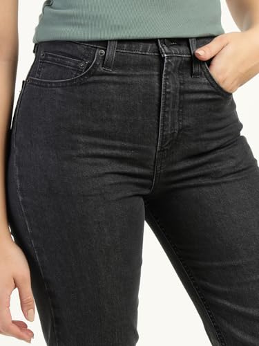 Image of Women's High Rise Ribcage Slim Straight Fit Black Jeans