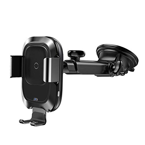 Baseus Wireless Car Charger Mount, 10w Automatic Infrared Qi Fast Charging Car Phone Holder Dashboard Compatible with iPhone Xs/Xs Max/XR/X, Galaxy Note 9/ S9/ S9+ & Other Qi Enabled 4.0-6.5in