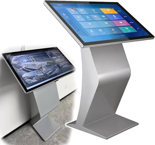Image of Self Service Kiosk, 21.5 inch /32 inch Interactive Kiosk 1080P HD IPS Touch Screen Display, Weatherproof Floor Standing Digital Signage for Outdoor /Indoor Silver-21.5inch4G128G