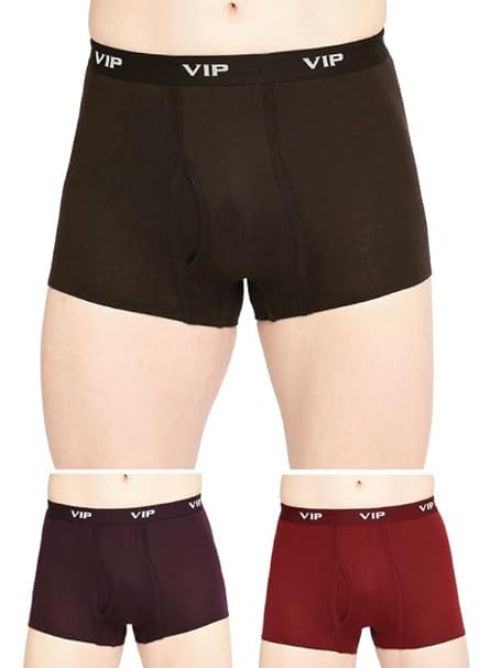 vip Men's Cotton Trunks Solid Underwear (Pack of 3) PO3_Punch_90_Blue_Assorted3-picture-37