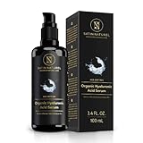 Organic Hyaluronic Acid Serum Face Moisturizer for Sensitive Skin (100ml) - Dermatologically Tested, Organic Ingredients, No Harmful Chemichals - Reduces Wrinkles and Fine Lines - Satin Naturel