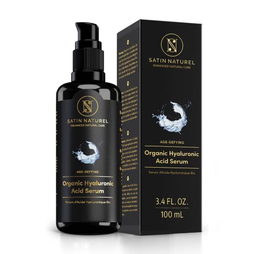 Organic Hyaluronic Acid Serum Face Moisturizer for Sensitive Skin 100ml  Dermatologically Tested Organic Ingredients No Harmful Chemichals  Reduces Wrinkles and Fine Lines  Satin Naturel