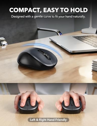 Image of Trueque Wireless Mouse for Laptop, Ergonomic 6-Button Mouse, 10 Pack, Gray | 2.4GHz USB receiver, back /forward buttons, 3 adjustable DPI levels, silent clicks, USB-C adapter, Windows /Mac /Chrome OS /Linux