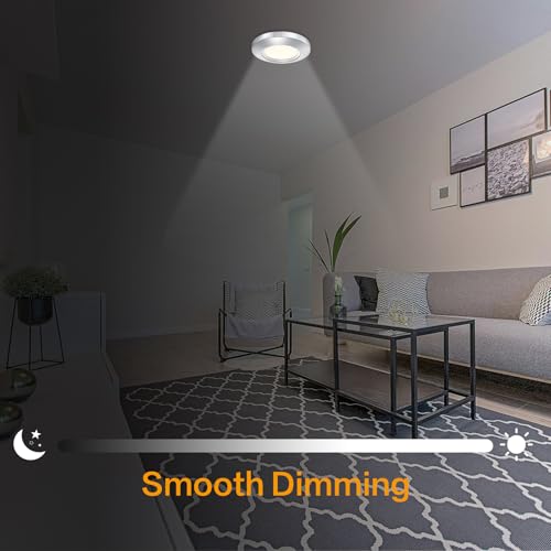 Image of 5.5 Inch Dimmable LED Disk Light, 14W 870 LM Low Profile Recessed Surface Mount Light Fixture, Round Metal Ceiling Light, Heavy Duty, 3000K Warm White, Brushed Nickel, 2 Pack