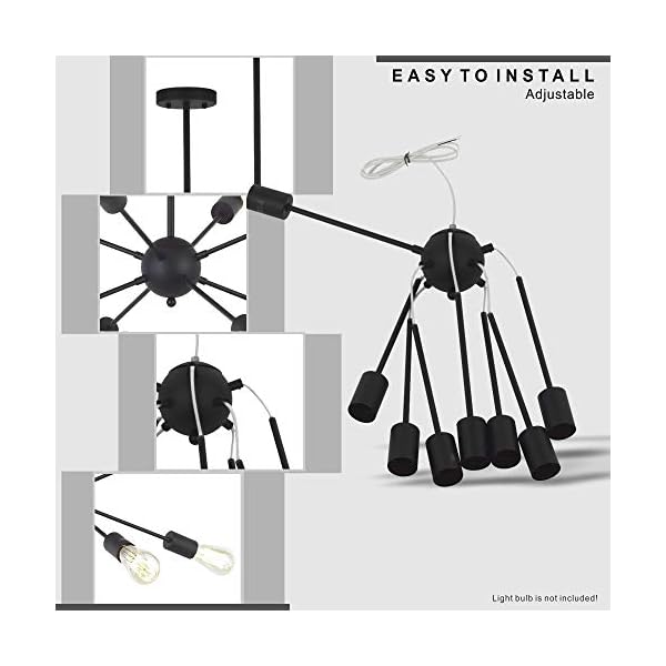 VINLUZ Chandelier Lighting Ceiling Light Sputnik Chandelier Pendant Lighting Industrial Lighting 8 Light Sputnik Ceiling Light Flush Mount Ceiling Light - Image 5