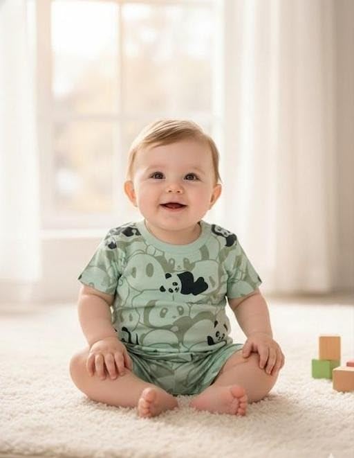 Image of Baby Unisex Short Sleeves Printed Top & Bottom Set| Comfortable, Breathable, Lightweight, Skin Friendly|SL 197
