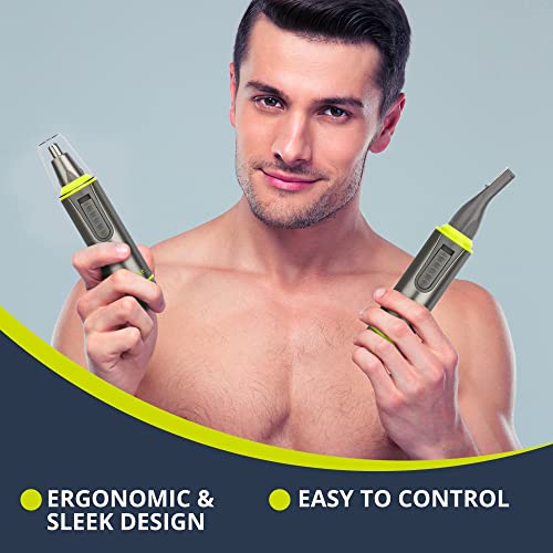 2 In 1 Ear & Nose Hair Trimmer For Men And Personal Trimmer，Painless Facial Hair Trimmer For Men, Easily Clean Up Necklines, Sideburns, Eyebrows, Nose And Ear Hair, And More. #TOP5