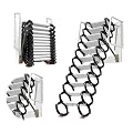 Generic Folding Attic Ladder Pull Down System 12 Steps, 12FT Retractable Alloy Attic Folding Stairs Loft Ladder Ceiling Mounted with Pull Rod, Attic Steps with Armrests (AI-Mg Alloy), Black