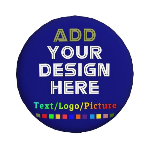 Image of Custom Spare Tire Cover with Logo Photo Text, Personalized Polyester Tire Covers Protectors for Trailer RV SUV and Many Vehicles, Navy