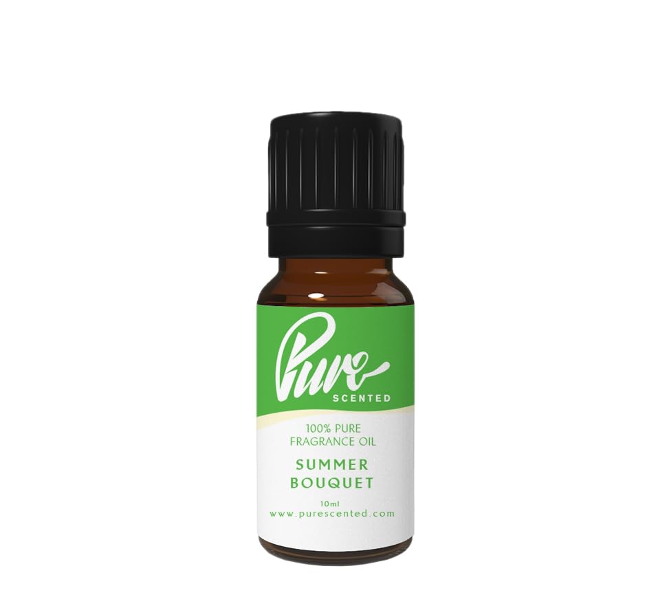 Pure Scented 10ml Fragrance Oils - 1 x 10ml Suitable for Candles, Soaps, Slime, Diffusers, Cosmetics, Wax Melts, Designer (1 x 10ml, Summer Bouquet)