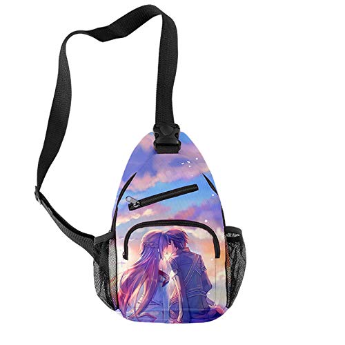 GUJUN Anime Sword Art Online Bolso Cruzado Casual Al Aire Libre Paquete De Pecho con Eslinga De Hombro para Senderismo Viajes En Bicicleta para Niños/Niñas