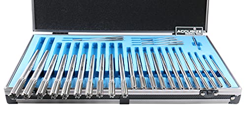 Accusize Industrial Tools 29 Pc Set 1/16 to 1/2 inch by 1/64 in HSS M2 Premium Chucking Reamers, Straight Flute, Aluminum Case, 5528-SF00 - Thumbnail 5