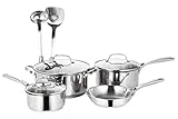 EPPMO Juego de Cocina Antiadherente de Acero Inoxidable con Tapa, Batería de Ollas, Sartenes, Cacerolas y Cazuelas sin PFOA. Adecuada para Lavavajillas y horno, Inducción Compatible, 9 piezas