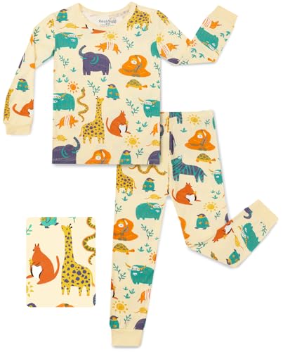babee Reshinee Bamboo Viscose Toddler Animal Pajamas Boys Girls Kids Baby 2pcs Long-Sleeve Pyjamas Set 5-6Y Snug fit Sleepwear Pjs