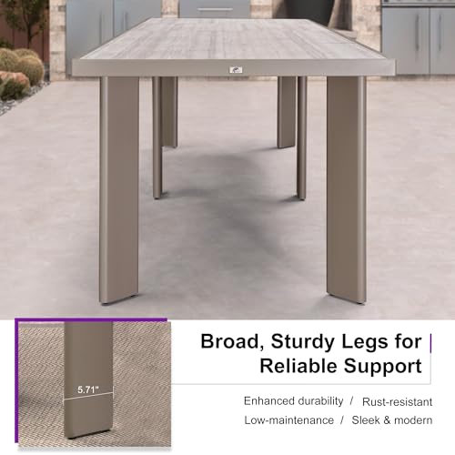 Image of PURPLE LEAF Outdoor Dining Set for 12 with Built-in Cushions Champagne