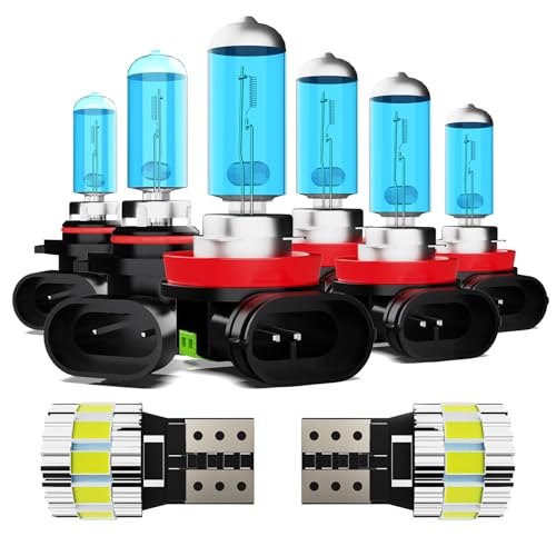 Image of Light Bulbs Fit For Toyota 4Runner 2010-2013, High Performance Halogen Headlight Bulb And License Plate Lights Combo, 9005 H11 H11 High Low Beam Fog Lights, 6000K White Light, Pack of 8