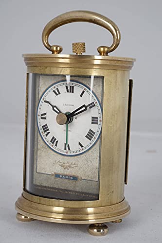 Justime Solid Brass Parisian Carrige Antique Collectible Analog Table Desk Alarm Clock For Gift, Home Decor, Battery Operated (Small) #TOP2