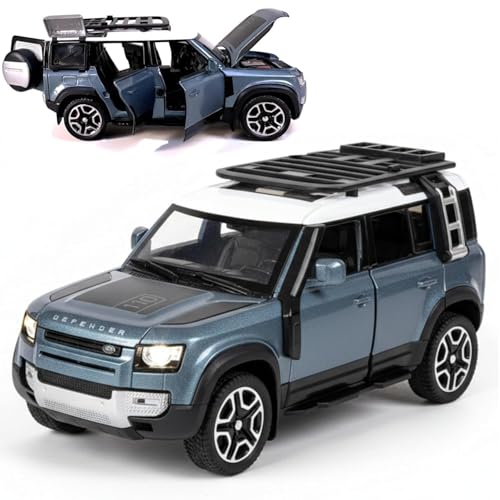 Image of 1:32 Scale New Defender Alloy Pickup Car Toy Metal Pull Back Diecast Car with Openable Door and Sound Light, Gifts Toys for Kids【Blue】