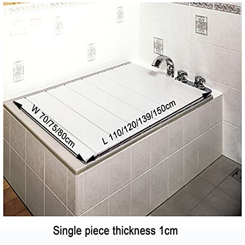 Couvercle de baignoire pliable isolant avec support de rangement blanc - 5