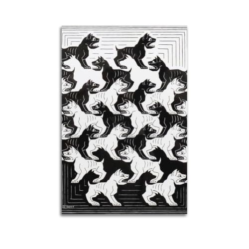 M.C. Escher Famous Painting Regular Division of The Plane IV Poster Canvas Prints for Home Decor Modern Wall Art for Living Room Bedroom 24x36inch(60x90cm)