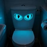 Luminous Blue Eyes Toilet Stickers, Glow in The Dark Toilet Seat Cover Lid Devil Eye Decals, Creative Removable Lavatory Art Sign Decor for Close Stool Lavatory Bathroom Washroom