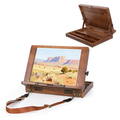 TYYIHUA A3 Adjustable Wooden Painting Easel with Clips and Strap