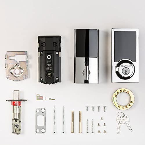 Image of Kwikset 916 Keyless Entry Touchscreen SmartCode Electronic Deadbolt Smart Lock Featuring SmartKey Security and ZigBee 3.0 Technology in Contemporary Polished Chrome, Zigbee Hub Sold Seperately
