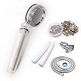 Bibogo Handheld Shower Head - Multi-Layer Filtration for Hard Water - High Pressure and Water Saving Showerhead with Shower Hose and Extra Filter Cartridge, transparent, Standard, SH002A-L/T