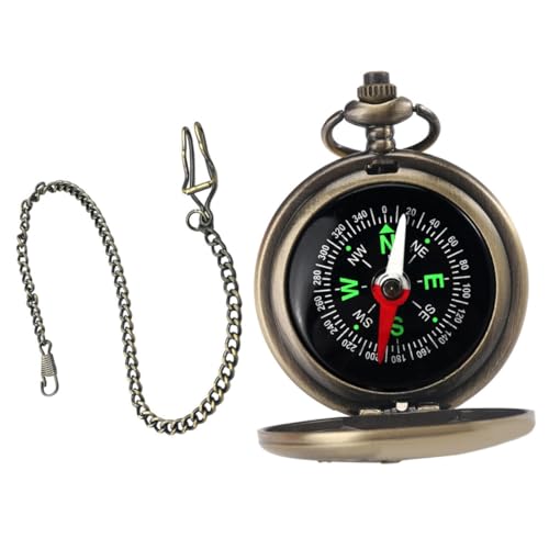 Brújula de bolsillo retro GALPADA aleación vintage para camping miniatura 1