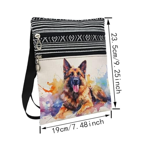 German Shepherd Messenger Bag Small Ethnic Pattern Printed Adjustable Strap Crossbody Zipper Bag German Shepherd Phone Bag Wallet Cute Shoulder Handbag for Women2