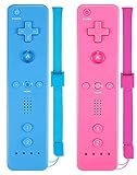 ZeroStory 2 Pack Wireless Classic Controller for Wii and Wii U Console, Gamepad with Silicone Case and Wrist Strap (Pink and Blue)